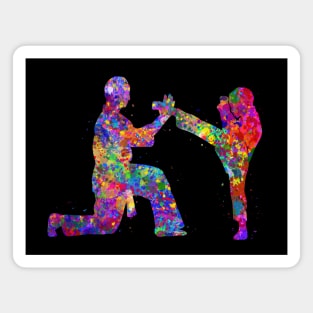 Taekwondo training watercolor art Magnet